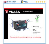 EFB Battery fits FORD TRANSIT 2.0D 2.2D 2013 on Stop Start Yuasa 115 EFB 760A