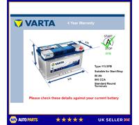 EFB Battery fits ALPINE A110 1.8 2017 on Stop Start Varta 115 EFB 800A 80Ah New