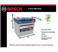 EFB Battery fits MAZDA 2 1.3 1.5 1.5D 2007 on Stop Start Bosch 005L EFB 650A New