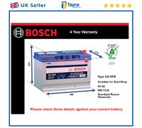 EFB Battery fits PEUGEOT 4007 2.4 2.2D 07 to 13 Stop Start Bosch 249 EFB 800A
