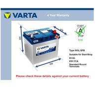 EFB Battery fits NISSAN NOTE E12 1.2 2012 on Stop Start Varta 005L EFB 650A New