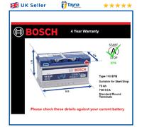 EFB Battery fits PEUGEOT 607 2.7D 04 to 11 Stop Start Bosch 110 EFB 730A 75Ah