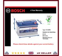 Genuine Bosch EFB Car Battery 0092S4E070 S4E07 Type 100 65Ah 650CCA Stop Start