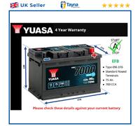 096 EFB Car Battery fits VAUXHALL MOKKA 1.4 1.6D 13 to 20 Stop Start Yuasa