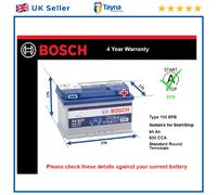 Genuine Bosch EFB Car Battery 0092S4E070 S4E07 Type 100 65Ah 650CCA Stop Start
