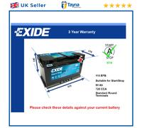 Car Battery EL800 Exide 288000R090 51832154 115EFB Genuine Quality Guaranteed