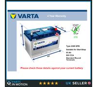 EFB Battery fits SSANGYONG REXTON POX 2.0 2018 on Stop Start Varta 249H EFB New