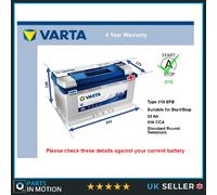EFB Battery fits CHRYSLER 300C VIPER 8.0 3.0D 1992 on Stop Start Varta 019 EFB