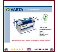 EFB Car Battery E46 Varta 110 EFB 730A 75Ah 4Yr Warranty 315x175x175 Start Stop