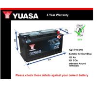 EFB Car Battery fits ASTON MARTIN VANTAGE DB9 VANQUISH DBS 4.3 4.7 5.2 6.0 Yuasa