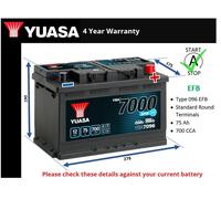 096 EFB Car Battery fits VAUXHALL MOKKA 1.4 1.6D 13 to 20 Stop Start Yuasa