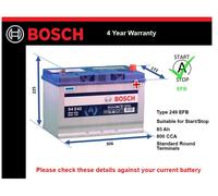 EFB Battery fits PEUGEOT 4007 2.4 2.2D 07 to 13 Stop Start Bosch 249 EFB 800A