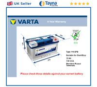 EFB Car Battery fits JAGUAR X TYPE S TYPE XKR XF XJ XK8R XK8 Stop Start