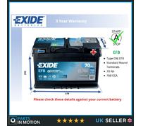 EXIDE EL700 096 EFB Stop / Start Car Battery 12V 70AH 720CCA