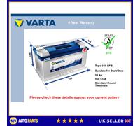 EFB Battery fits CHRYSLER 300C VIPER 8.0 3.0D 1992 on Stop Start Varta 019 EFB