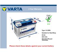 EFB Car Battery fits VAUXHALL VIVARO X82, X83 1.6D 1.9D 2001 on Stop Start Varta