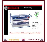 EFB Car Battery fits VW AMAROK POLO CARAVELLE CC 1.0 1.4 2.0 2.0D 2011 on Bosch