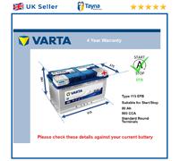 EFB Battery fits VAUXHALL INSIGNIA A 2.0D 08 to 17 Stop Start Varta 115 EFB New