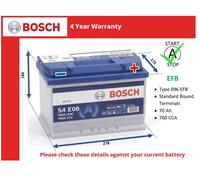 096 EFB Car Battery fits NISSAN NP300 2.3D 15 to 19 Stop Start Bosch