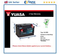 EFB Car Battery YBX7100 Yuasa 100 EFB 650A 65Ah 4Yr WTY 278x175x175 Start Stop