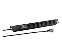 EFB-Elektronik 19" 1U Power Strip 7xCEE 7/3 with ÜSS, in Aluminium, Black