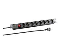 EFB-Elektronik 19 Inch 1HE Socket Strip 8 x CEE 7/3 with Switch in Aluminium Black