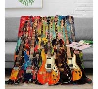 EFCQJZRZ Guitar Flannel Fleece Bed Blanket Pattern Throw Blanket Microfiber Lightweight Cozy Plush Blanket for Bedroom Living Rooms Sofa Couch for Kids Teens Adults 40x50inch(100x130cm)