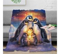 EFCQJZRZ Penguin Ultra-Soft Micro Blanket Lightweight Warm Microfiber Breathable 3D Printed Throw Decorative Design All Seasons for Any Occasion for Kids Teens Adults 50x60inch(127x152cm)