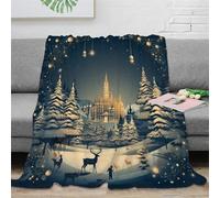 EFCQJZRZ Snowy Christmas Microfiber 3D Printing Throw Blanket Super Soft Plush Couch Blanket TV Bed Fuzzy Blanket Comfy Warm Heavy Duty Flannel Décor for Kids Teens Adults 40x50inch(100x130cm)