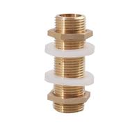 EFDSVUHE 1/8" 1/4" 3/8" BSP 30 40 50 60 80 100 120 mm Brass Full Thread Bulkhead Lock Pipe Fitting Union Water Tank Aquarium Inlet Outlet (1l8-BSP-L-40mm)
