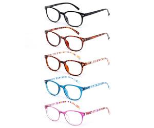 EFE Reading Glasses for Men Women Lightweight Ultra-Clear Vision Eyewear Spring Hinges Scratch Resistant 5 Pack Fashion Readers +3.50