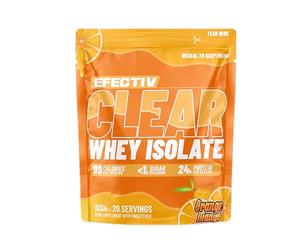 Efectiv Nutrition Clear Whey Isolate Protein Powder 600g - Whey Isolate with 24g Protein per 30g Scoop, Less Than 100 Calories - Juicy Alternative (600g, Orange Mango)