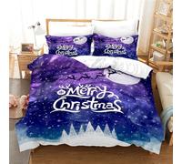 EFEMIR Merry Christmas Purple Snow Scenery Print Duvet Cover Bedding Set for Kids Adult Single Size New Year Home Decor Christmas Comforter Cover Set Soft Texture Quilt Cover Set with 1Pillowcase