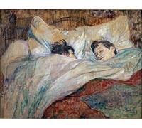EfeMir Paintings Reproduction Picture On Canvas Famous Painting the Bed Two Sleeping Children By Henri De Toulouse Lautrec for Home Decor 60x90cm