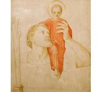 EfeMir Photo Canvas Image Classic Wall Art Picture Famous Saint Christopher and the Christ Child By John Dickson Batten for Home Decor 60x90cm