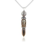 EFEMIR Spiritual Harmony Creative Om Mani Padme Hum Rotatable Necklace Pendant, Buddhism Meditation Pendant Necklace, Six-Character Mantra Nine-Eyed Dzi Bead Pendant (B)