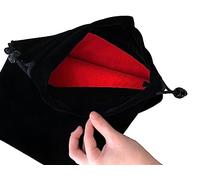 EFENDIZ Large Black Velvet Drawstring Bag, Red Velvet Interior Lining, 9 x 11.4 Inches Great Bag for Organizing and Storing at Home or When Travelling, Makeup, Jewelry,