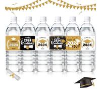 EFenegabos Graduation Water Bottle Labels - 120PCS Gold Graduation Labels Stickers Waterproof Wrapper Labels Decal Class of 2024 Stickers Graduation Party Favor Label Decorations