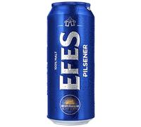 Efes Pilsner Lager - Turkish Pilsener, Bottom-Fermented with Hallertau Hops - 24 x 500ml Cans, 5 percent ABV - Serve Well-Chilled with Barbecue and Mezze; Great for Get-Togethers