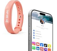 Effasaflink Smart Digital Business Card Wristband with NFC & QR Code - Social Media Sharing Bracelet - Tap to Share Profile - Compatible with iOS & Android (Pink)