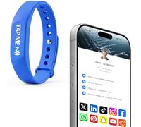 Effasaflink Smart Digital Business Card Wristband with NFC & QR Code - Social Media Sharing Bracelet - Tap to Share Profile - Compatible with iOS & Android (Blue)