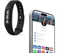 Effasaflink Smart Digital Business Card Wristband with NFC & QR Code - Social Media Sharing Bracelet - Tap to Share Profile - Compatible with iOS & Android (Black)