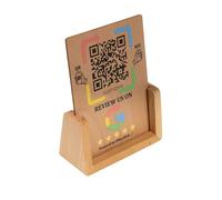 Effasaflink Wood Display Stand with NFC Chip & QR Code - Compatible with Google Business Page Easy Access for Customer Reviews