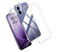 Effcotuo Case for Oppo A6X/A6T 4G/5G Cover with 2 Pieces Screen Protector for Tempered Glass Screen Protector Transparent Mobile Phone Case Transparent Silicone TPU Protective Case