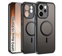 Effcotuo Magnetic Case for Oppo Reno 15 Pro 5G Case with Screen Protector for Tempered Glass Screen Protector with MagSafe Acrylic Protective Case Full Magnet Matte Mobile Phone Case