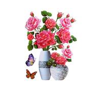 Effect Wall Decals - Room Wall Art, Gold Stamping Decals | Waterproof Floral Vase Decals, Stereo Wall Decals Fridge Decoration, Home and Bedroom Décor, Water Resistant