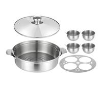 Effective Metal 4 Cup Eggs Poacher Pan Universals Eggs Cooker Stainless Steel Double Layer Steamed Stew Pots Enduring Poached Eggs Maker