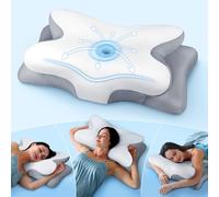 Effective Pain Relief Cervical Neck Pillow for Sleeping, Ergonomic Cooling Side Sleeper Pillow for Neck Support, Odorless Orthopedic Contour Memory Foam Pillows, Bed Pillow for Stomach Back Sleeper