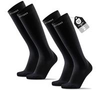 Effeet Compression Socks for Men Women, 2 Pairs Flight Socks with Cushioned Sole & Reinforced Toe, Knee High Sock for Running, Travel, Long Flights, Pregnancy, Black