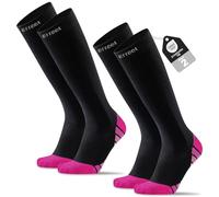 Effeet Compression Socks for Men Women, 2 Pairs Flight Socks with Cushioned Sole & Reinforced Toe, Knee High Sock for Running, Travel, Long Flights, Pregnancy, Pink